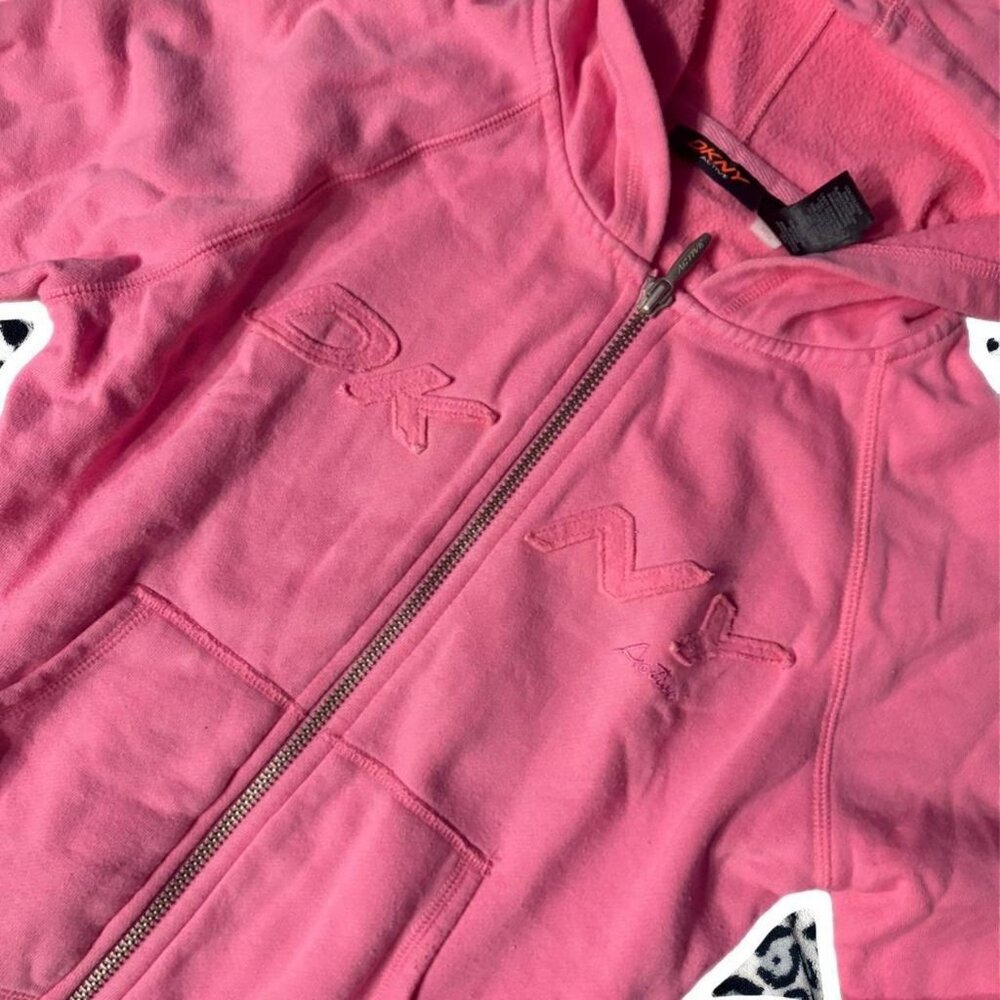 pink vintage dkny zip up hoodie - Picture 3 of 4